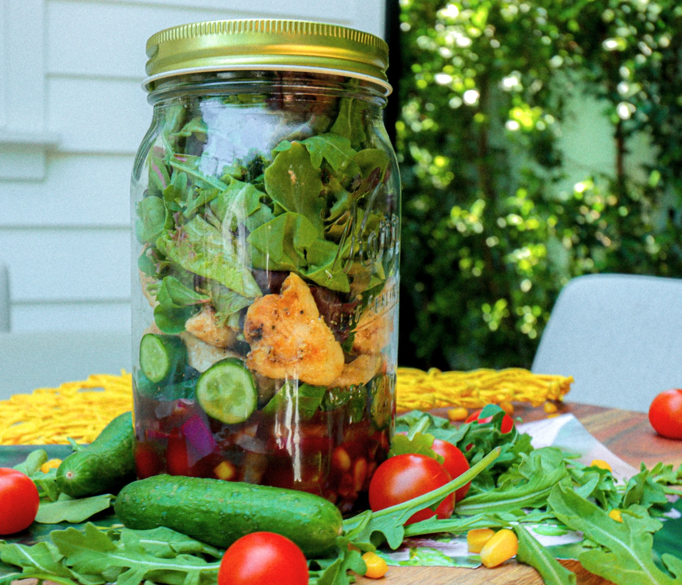 Salad in a jar, easy to take on the go.